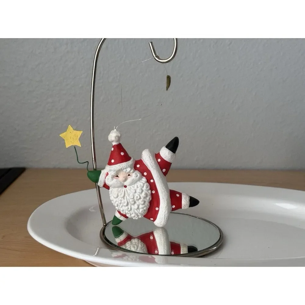 Vtg Y2k Santa Claus Star Shaped Christmas Ornament‎ Polkadot Whimsy Art